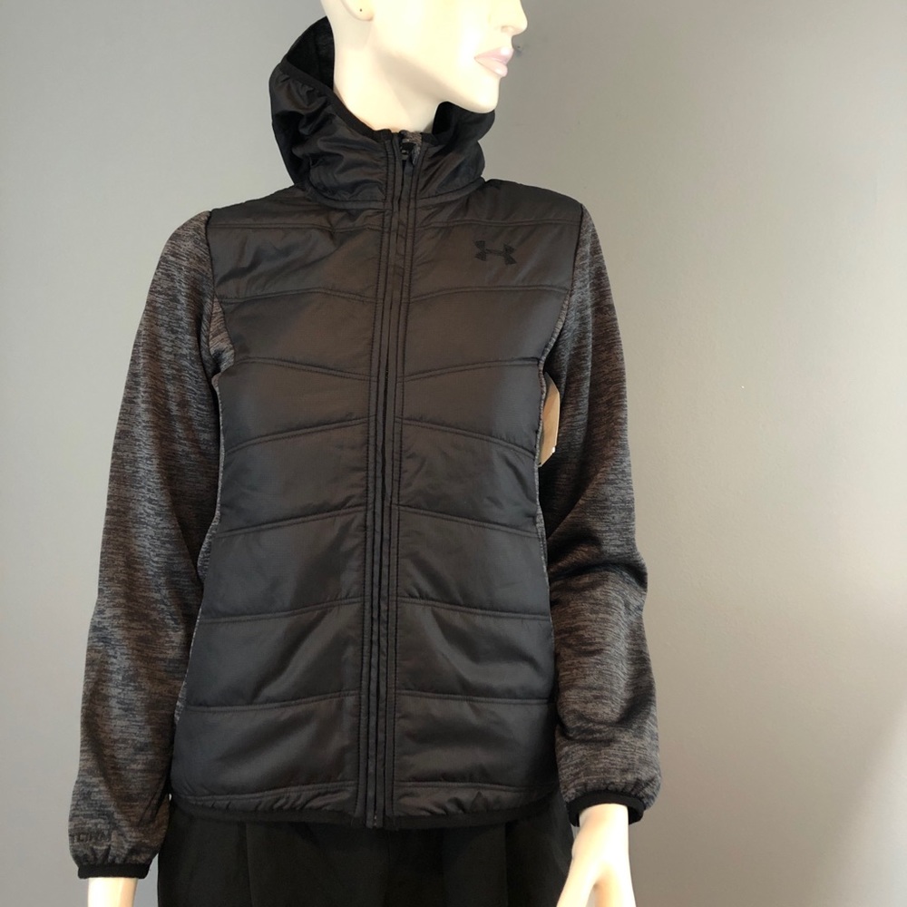 NWT Under Amour H ColoGear Hoodie Black and Gray